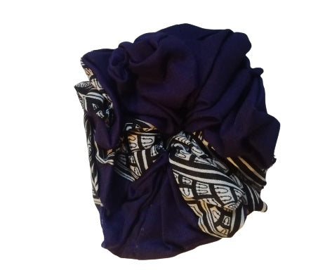 Navy Blue Moon Shell Hair Scrunchie Ties