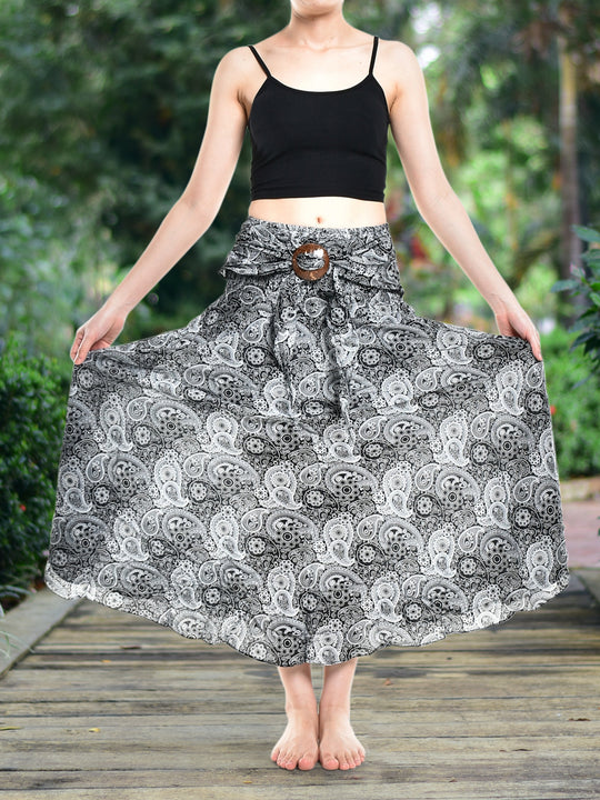 Bohotusk Black Orbit Long Skirt With Coconut Buckle (& Strapless Dress) S/M to L/XL