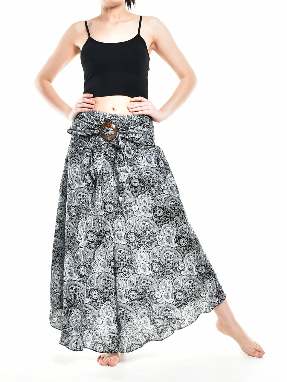 Bohotusk Black Orbit Long Skirt With Coconut Buckle (& Strapless Dress) S/M to L/XL