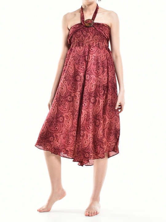 Bohotusk Red Orbit Long Skirt With Coconut Buckle (& Strapless Dress) S/M to L/XL