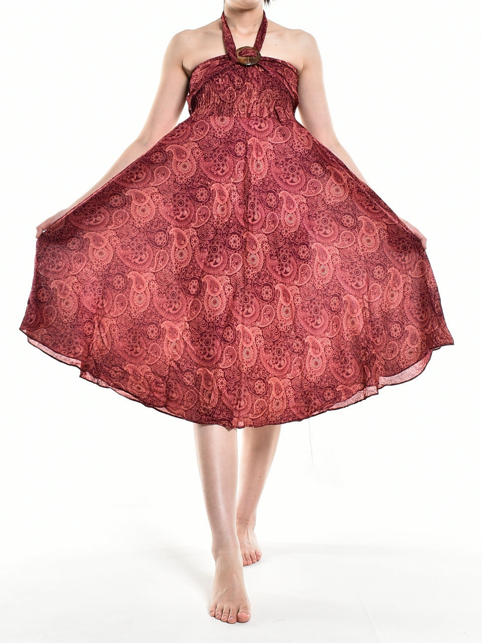 Bohotusk Red Orbit Long Skirt With Coconut Buckle (& Strapless Dress) S/M to L/XL