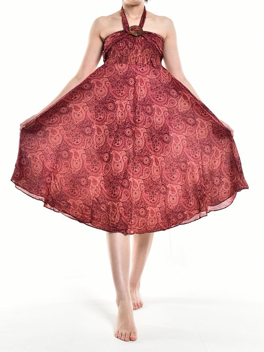 Bohotusk Red Orbit Long Skirt With Coconut Buckle (& Strapless Dress) S/M to L/XL