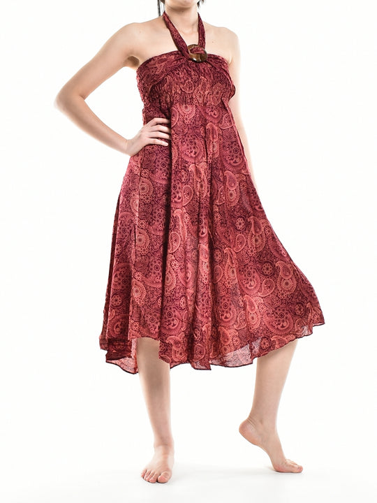 Bohotusk Red Orbit Long Skirt With Coconut Buckle (& Strapless Dress) S/M to L/XL