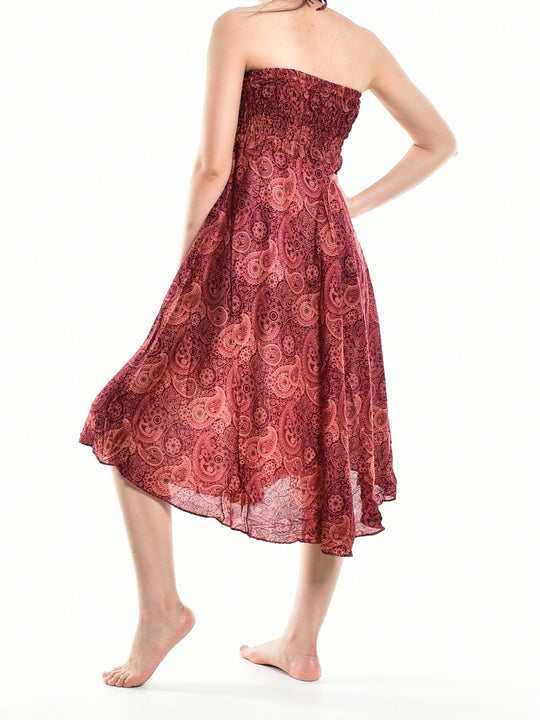 Bohotusk Red Orbit Long Skirt With Coconut Buckle (& Strapless Dress) S/M to L/XL