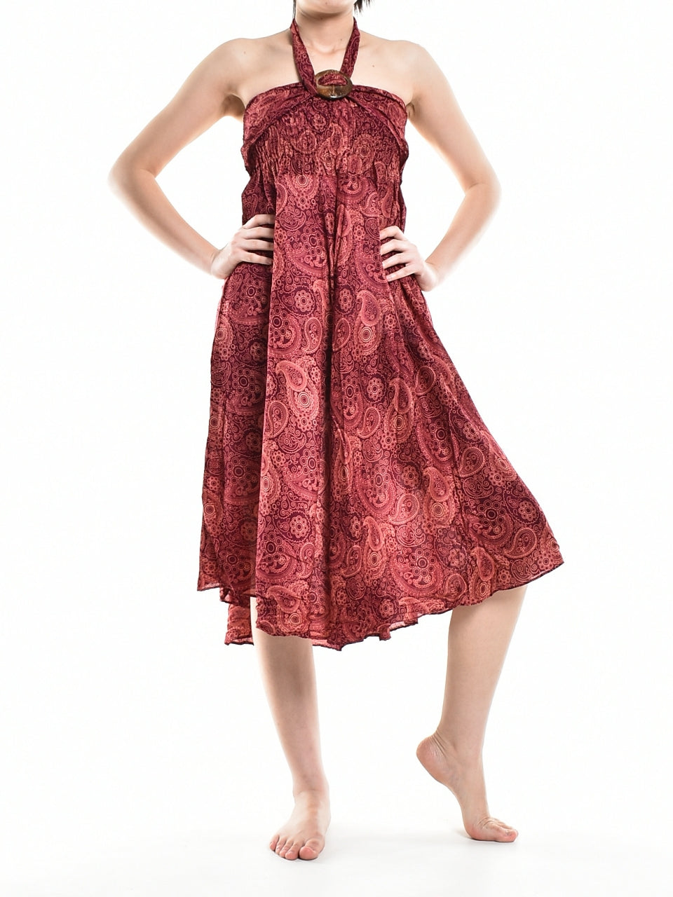 Bohotusk Red Orbit Long Skirt With Coconut Buckle (& Strapless Dress) S/M to L/XL