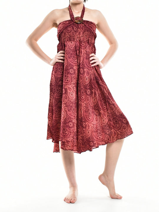 Bohotusk Red Orbit Long Skirt With Coconut Buckle (& Strapless Dress) S/M to L/XL