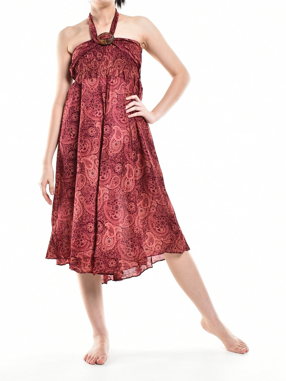 Bohotusk Red Orbit Long Skirt With Coconut Buckle (& Strapless Dress) S/M to L/XL