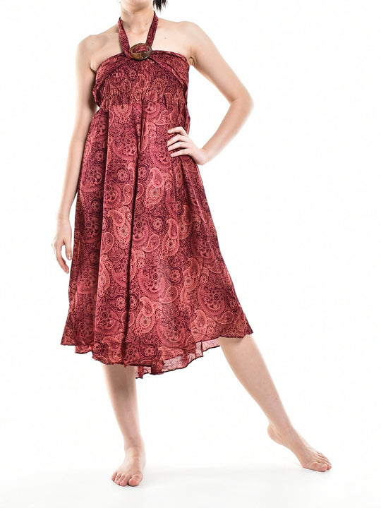 Bohotusk Red Orbit Long Skirt With Coconut Buckle (& Strapless Dress) S/M to L/XL