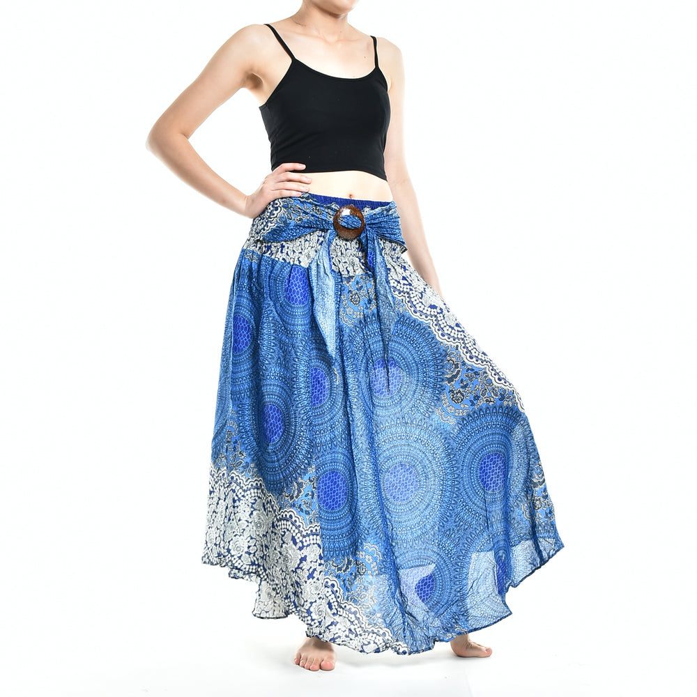 Bohotusk Blue Marble Long Skirt With Coconut Buckle (& Strapless Dress) S/M to 3XL