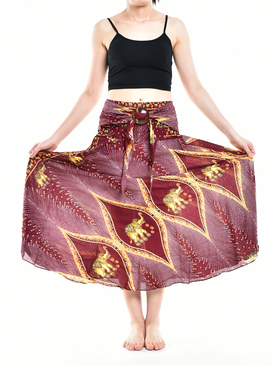 Bohotusk Red Elephant Diamond Long Skirt With Coconut Buckle (& Strapless Dress) S/M Only