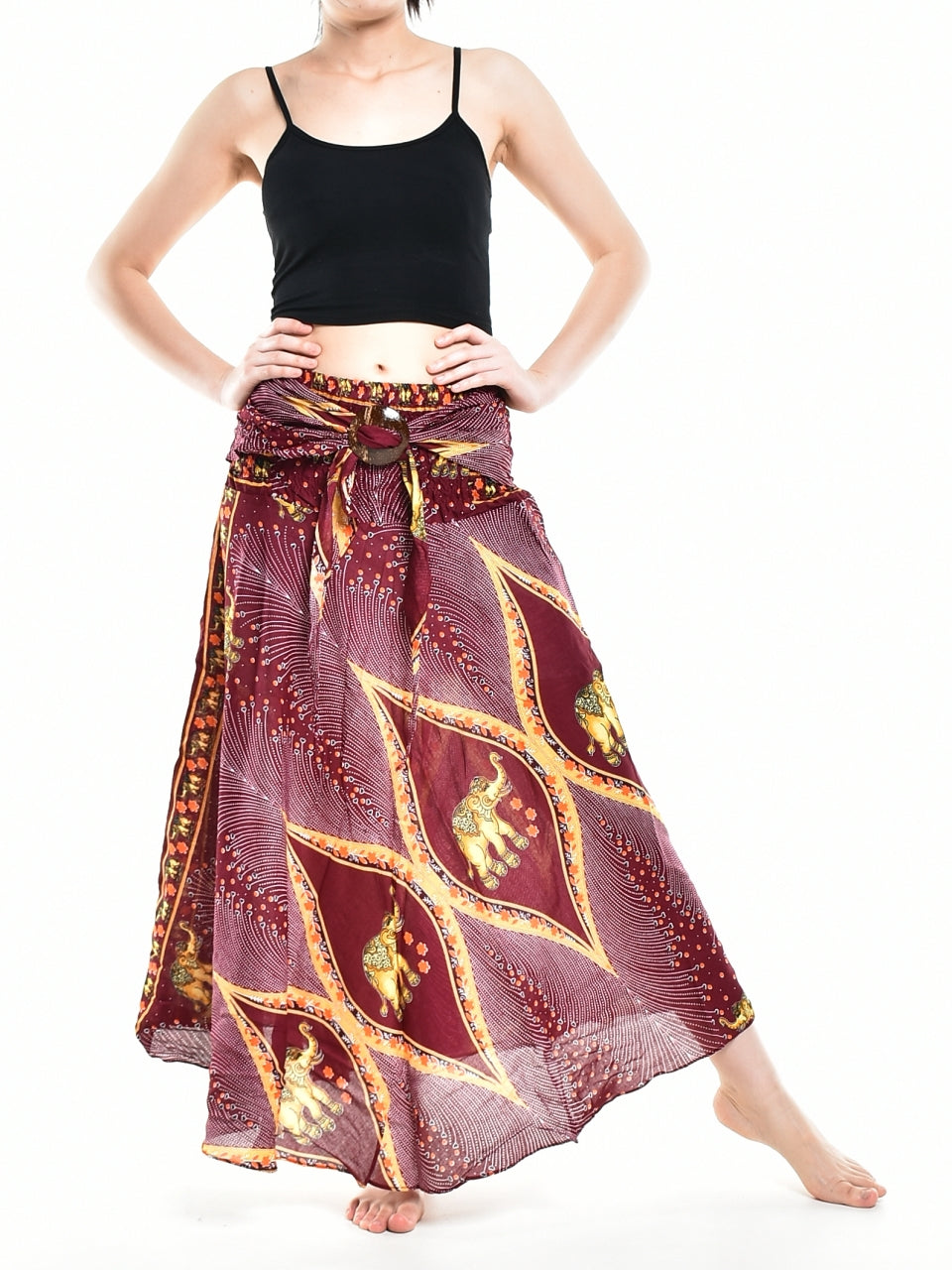 Bohotusk Red Elephant Diamond Long Skirt With Coconut Buckle (& Strapless Dress) S/M Only