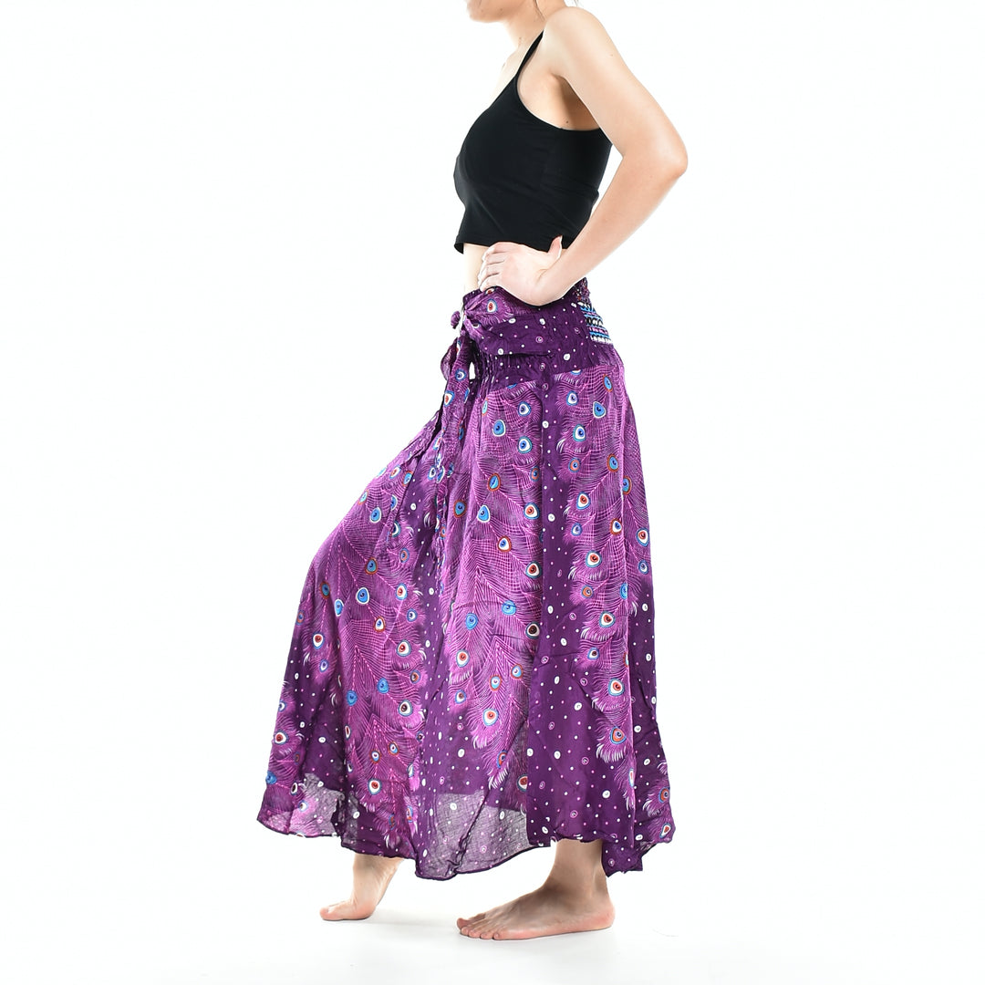 Bohotusk Purple Peacock Long Skirt With Coconut Buckle (& Strapless Dress) S/M to L/XL