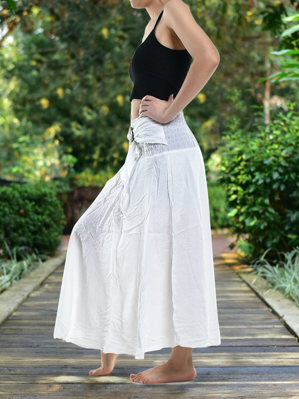 Bohotusk Plain White Beach Dress (& Long Skirt With Coconut Buckle) S/ Bohotusk Plain White Beach Dress (& Long Skirt With Coconut Buckle) S/