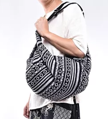 Bohotusk Lime Green Red Striped Multi Coloured Cotton Canvas Duffle Bag