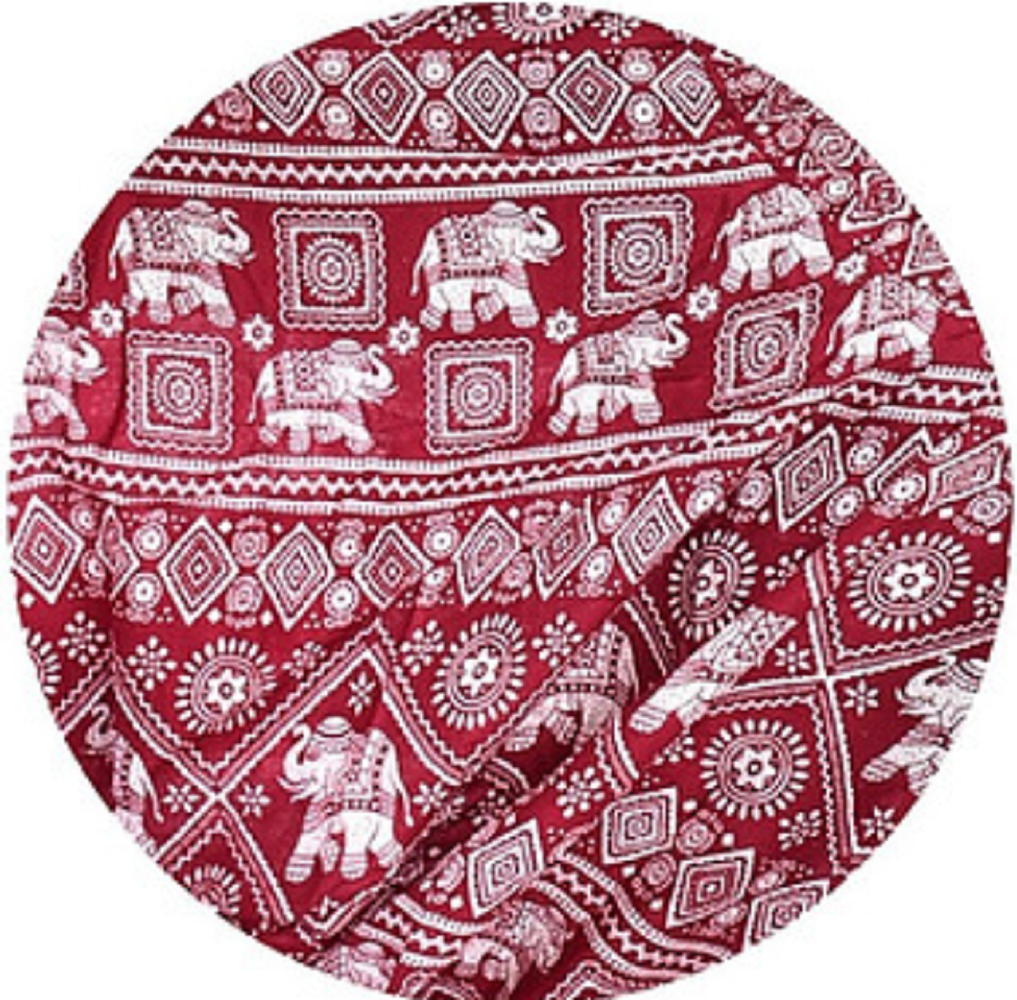 Bohotusk Red Elephant Print Harem Pants Elasticated Smocked Waist S/M to 3XL