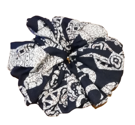 Black Elephant Paradise Hair Scrunchie Ties