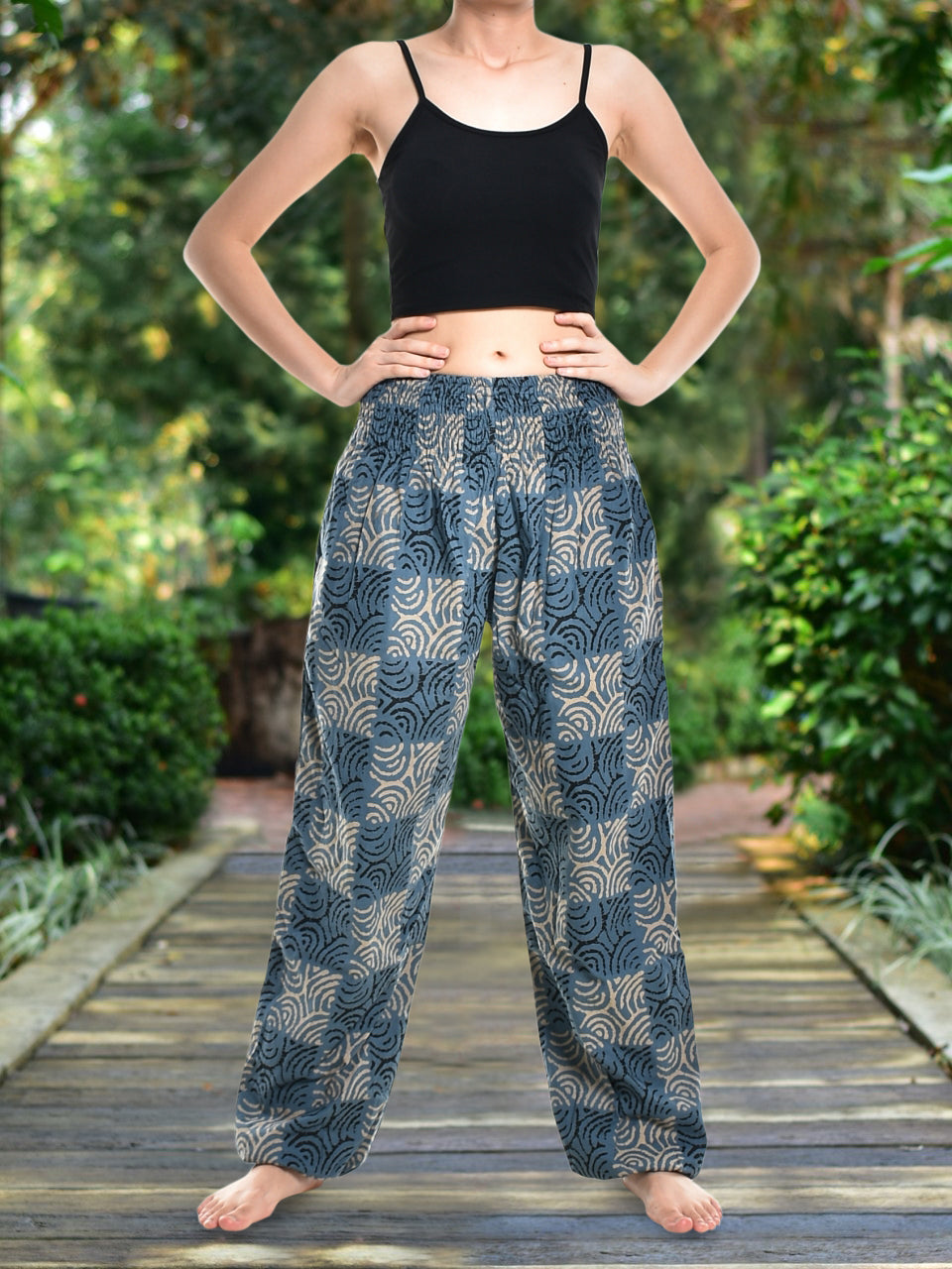 Women Autumn Pure Color Cotton Harem Pants
