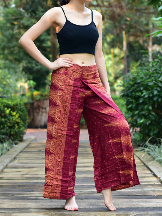 Bohotusk Burnt Red Fern Womens Palazzo Trousers S/M to L/XL