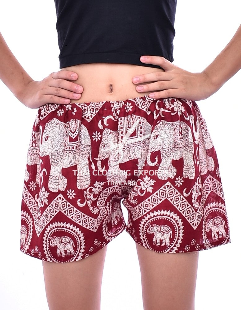 Bohotusk Nagu Red Elephant Print Harem Shorts