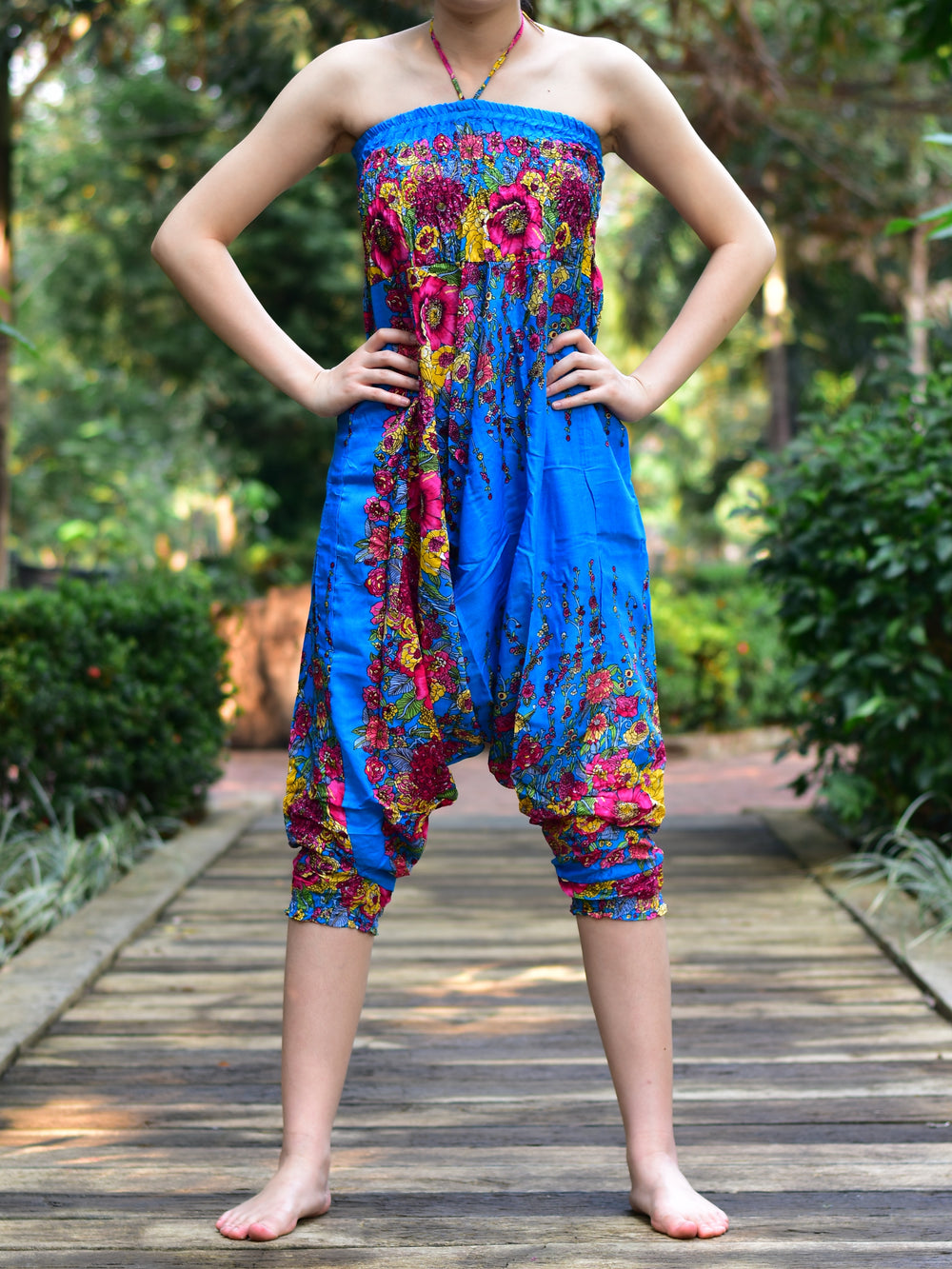 Bohotusk Rainbow Low Crotch Harem Pants Womens Elasticated Smocked Waist S/M Only