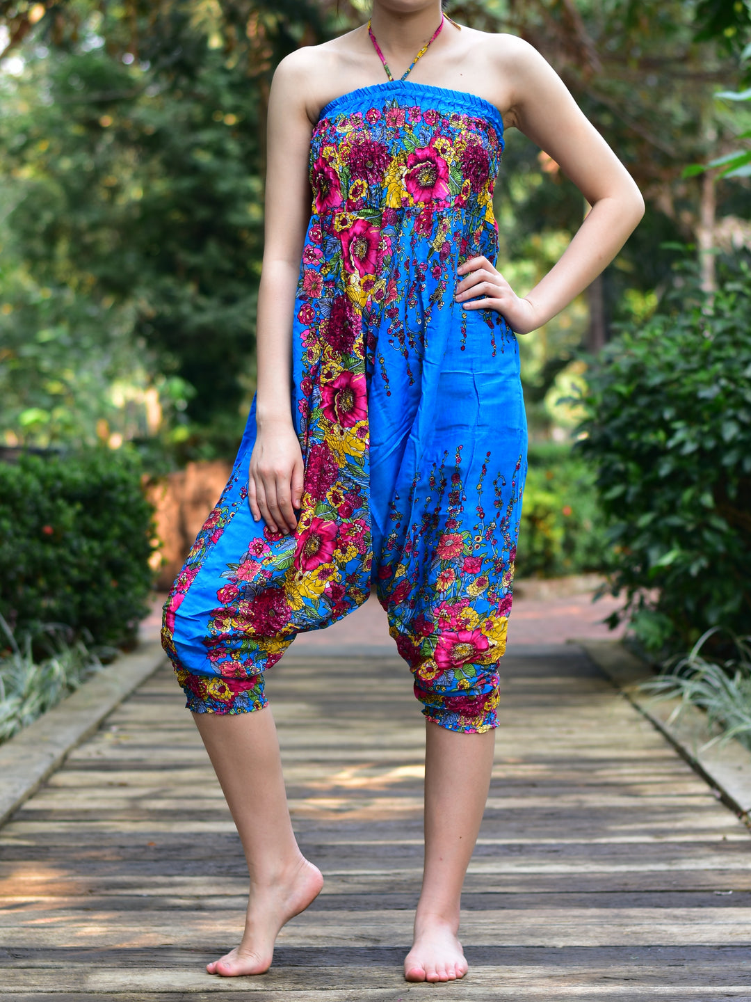 Bohotusk Light Blue Floral Jumpsuit S/M to LXL