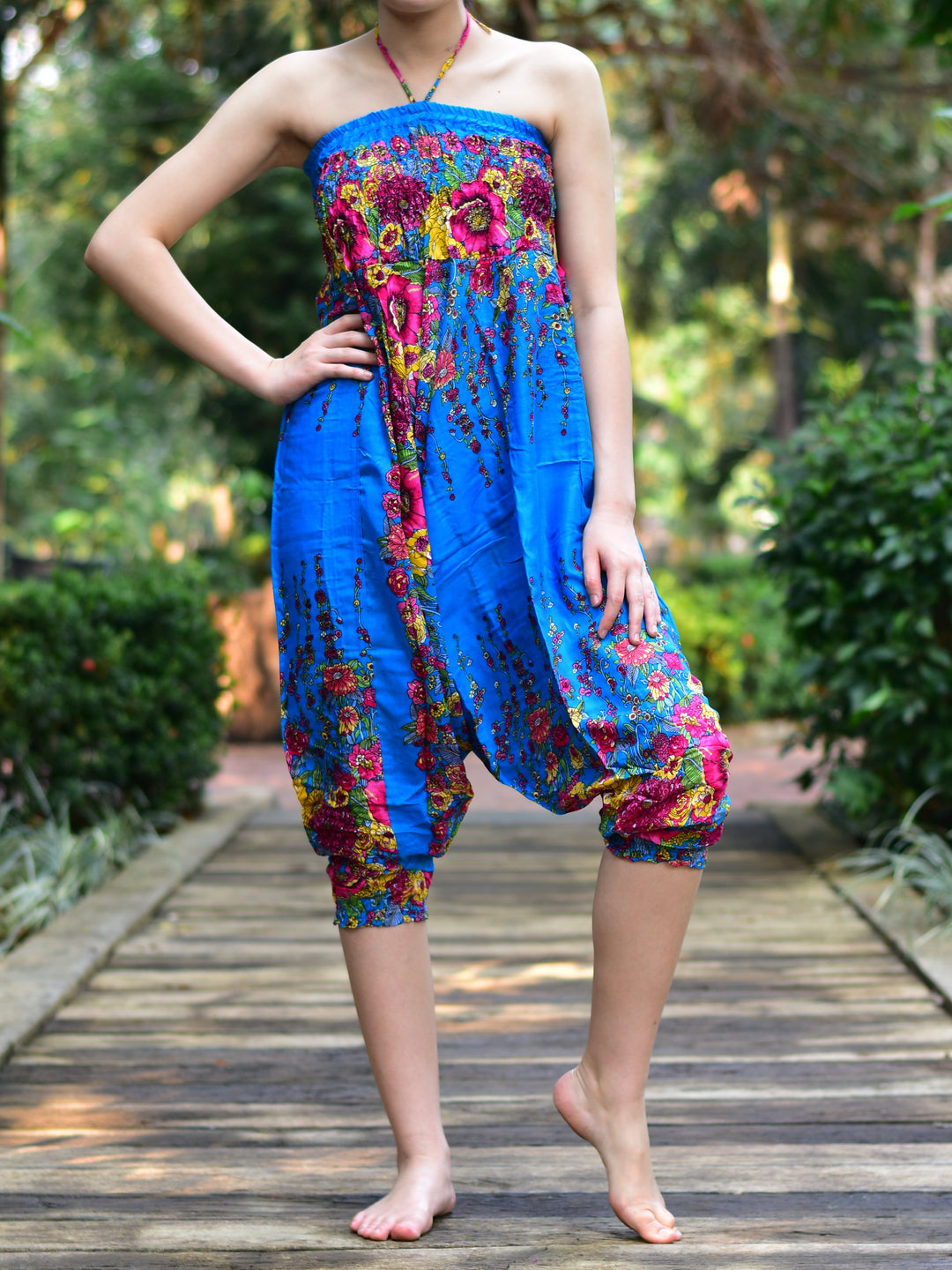 Bohotusk Light Blue Floral Jumpsuit S/M to LXL