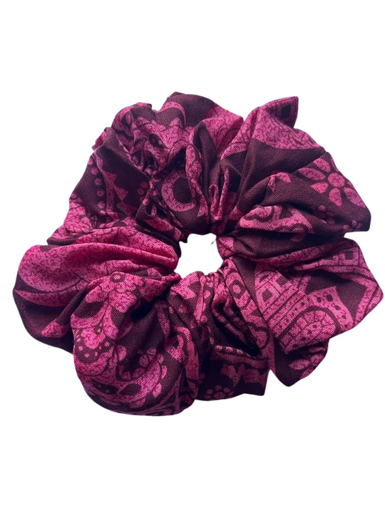 Red Pink Elephant Tusker Hair Scrunchie Ties