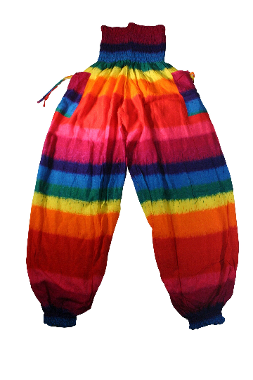 Bohotusk African Rainbow Stripe Elasticated Smocked Waist Womens Harem Pants S/M Only