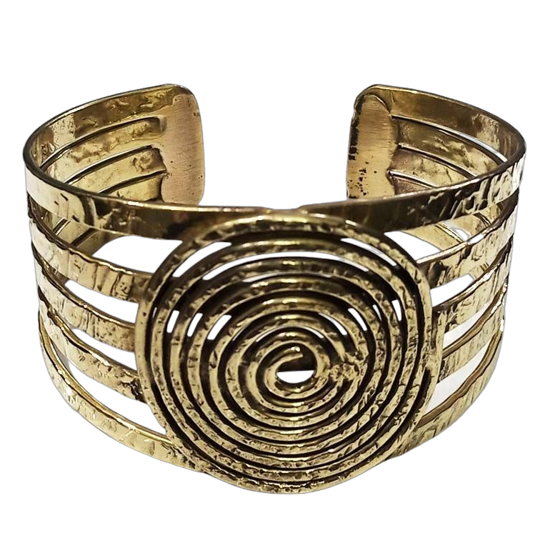 Bohotusk Spiral Adjustable Brass Bangle Bracelet