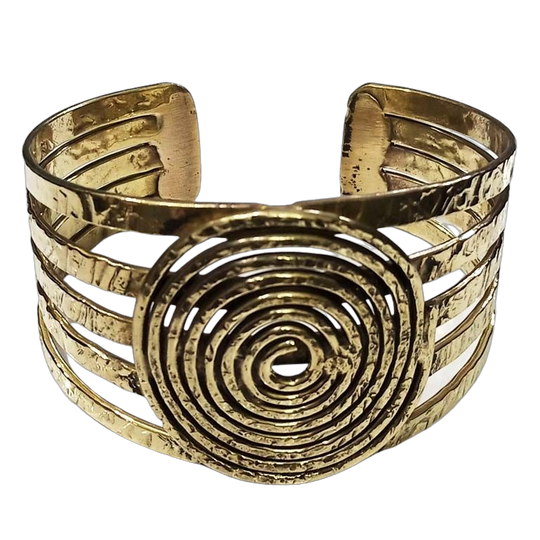 Bohotusk Spiral Adjustable Brass Bangle Bracelet