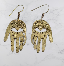 Bohotusk Hand Earrings Brass or GS Oxidised Silver