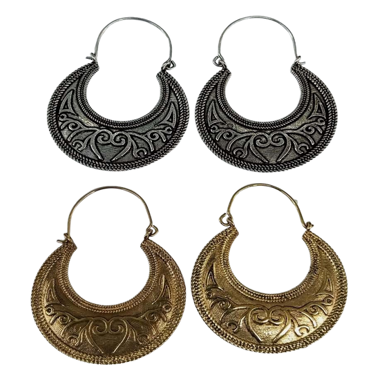 Bohotusk Celestial Half Moon Sun Drop Earrings Brass or GS Oxidised Silver