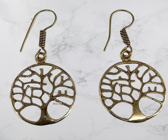 Bohotusk Tree of Life Earrings Brass or GS Oxidised Silver