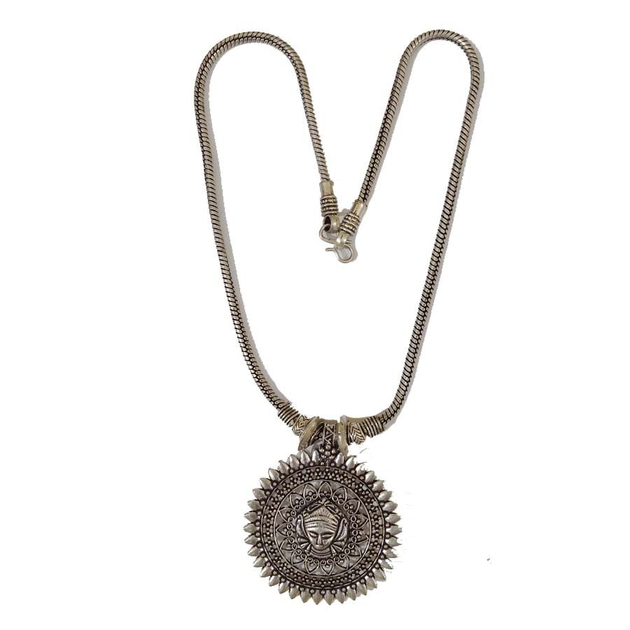 Bohotusk Shiva Round Shield Pendant Necklace